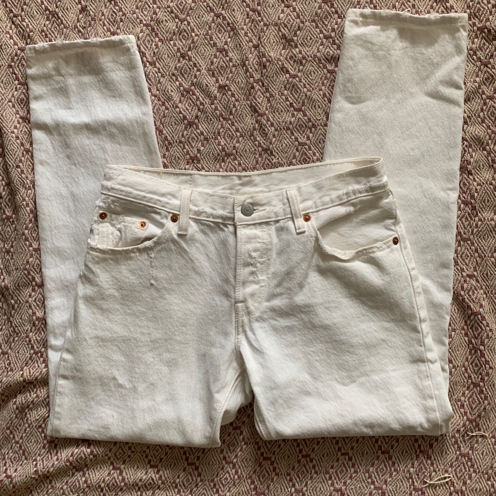 WHITE LEVI 501 HIGH WAISTED JEANS SIZE 28
